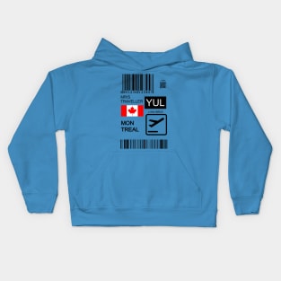 Montreal Canada travel ticket Kids Hoodie